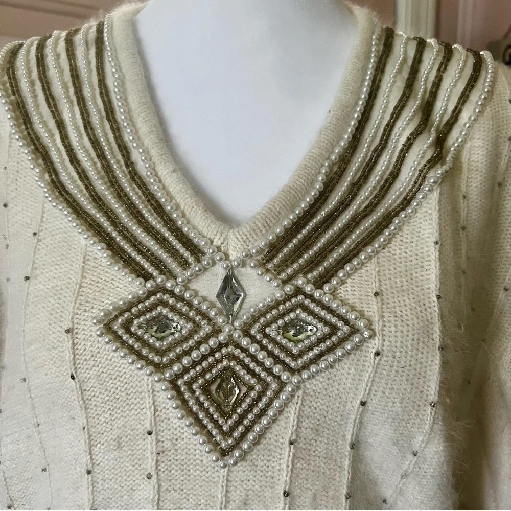 Vintage 1980’s Premier Designer Collection Silk & Angora Sweater Large - Picture 5 of 8